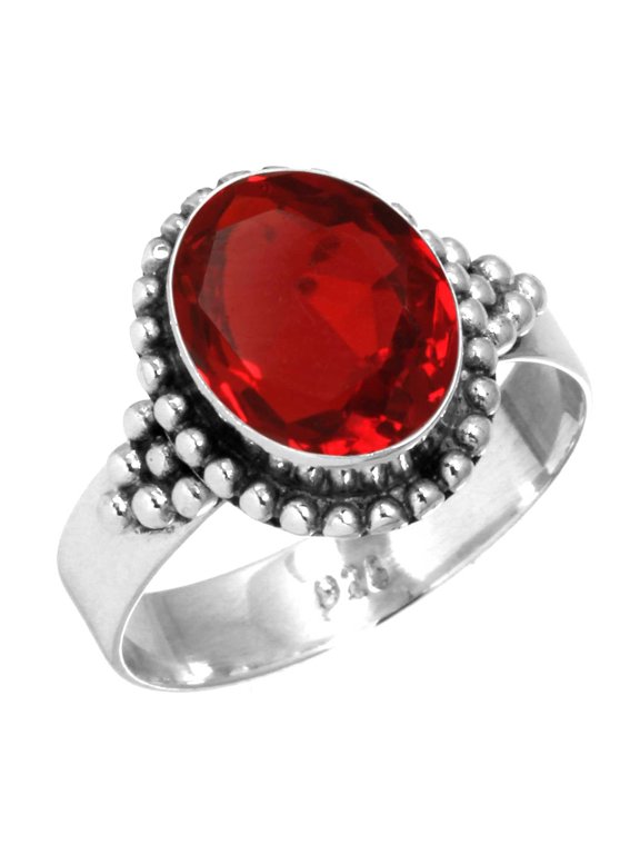 925 Sterling Silver Women Jewelry Ruby Simulated Ring