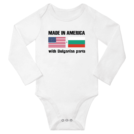 

Made in America With Bulgarian Parts Baby Long Sleeve Romper (White 12 Months)
