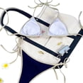 thumbnail image 5 of Stamzod Triangle Bikini Sets for Women Two Piece Drawstring Bathing Suits High Cut Cheeky Swimsuit Summer Beach Swimwear Dark Blue-1 M, 5 of 5