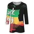 thumbnail image 4 of Fall Shirts for Women,Black History Month Fashion Print T-Shirt for Women Pride Celebration Shirt Blouse 3/4 Sleeve Crewneck Tshirt Tops, 4 of 5