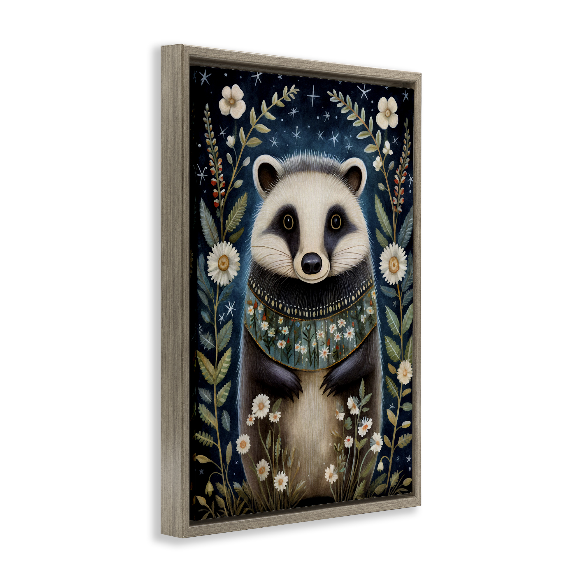 Stupell Industries Woodland Pattern Badger Animals & Insects Painting Brown Floater Framed Art Print Wall Art, 17 x 25