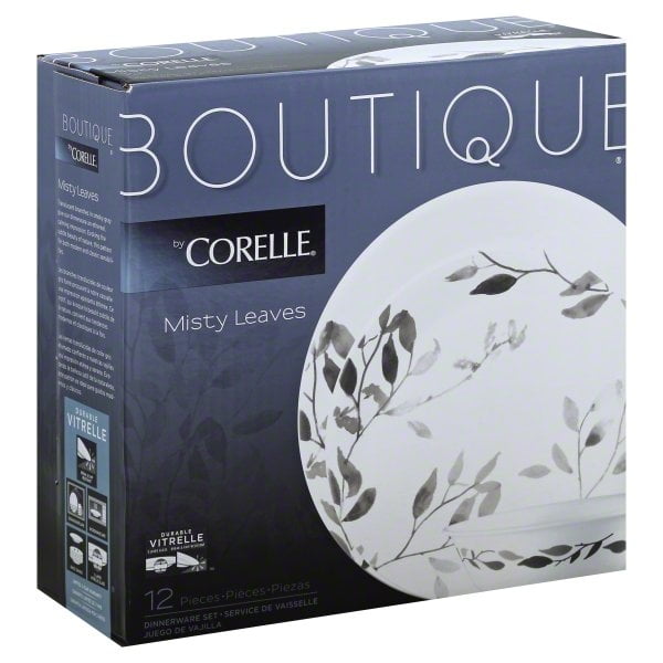 Corelle Boutique 12 Pieces Misty Leaves Dinnerware Set, 1 set