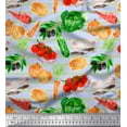 thumbnail image 1 of Soimoi Blue Rayon Fabric Stripe & Mixed Veggies Vegetable Printed Craft Fabric by the Yard 42 Inch Wide, 1 of 3