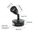 thumbnail image 2 of 2pcs/pack Black Aluminum DC24V 12V Touch Dimmable RV LED Reading Light Fixture with USB Port 3000K 6000K Boat Yacht Wall Lamp, 2 of 6