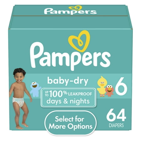 Pampers Baby Dry Diapers Size 6, 64 Count (Select for More Options)
