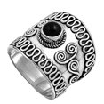 thumbnail image 4 of CHOOSE YOUR COLOR Sterling Silver Women's Bali Simulated Black Onyx Ring Band 20mm CZ Female Size 11, 4 of 4