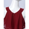 thumbnail image 6 of YONGHS Kids Girls Sleeveless High Waist Long Wide Leg Jumpsuit Romper Pants 4-14 Burgundy 6, 6 of 7