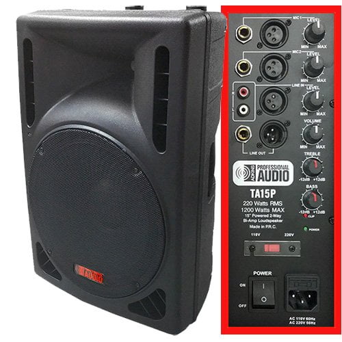 1200 Watt Powered DJ Speaker - 15-inch - Bi-Amp 2-Way Active Speaker System  by Adkins Pro Audio - TA15P