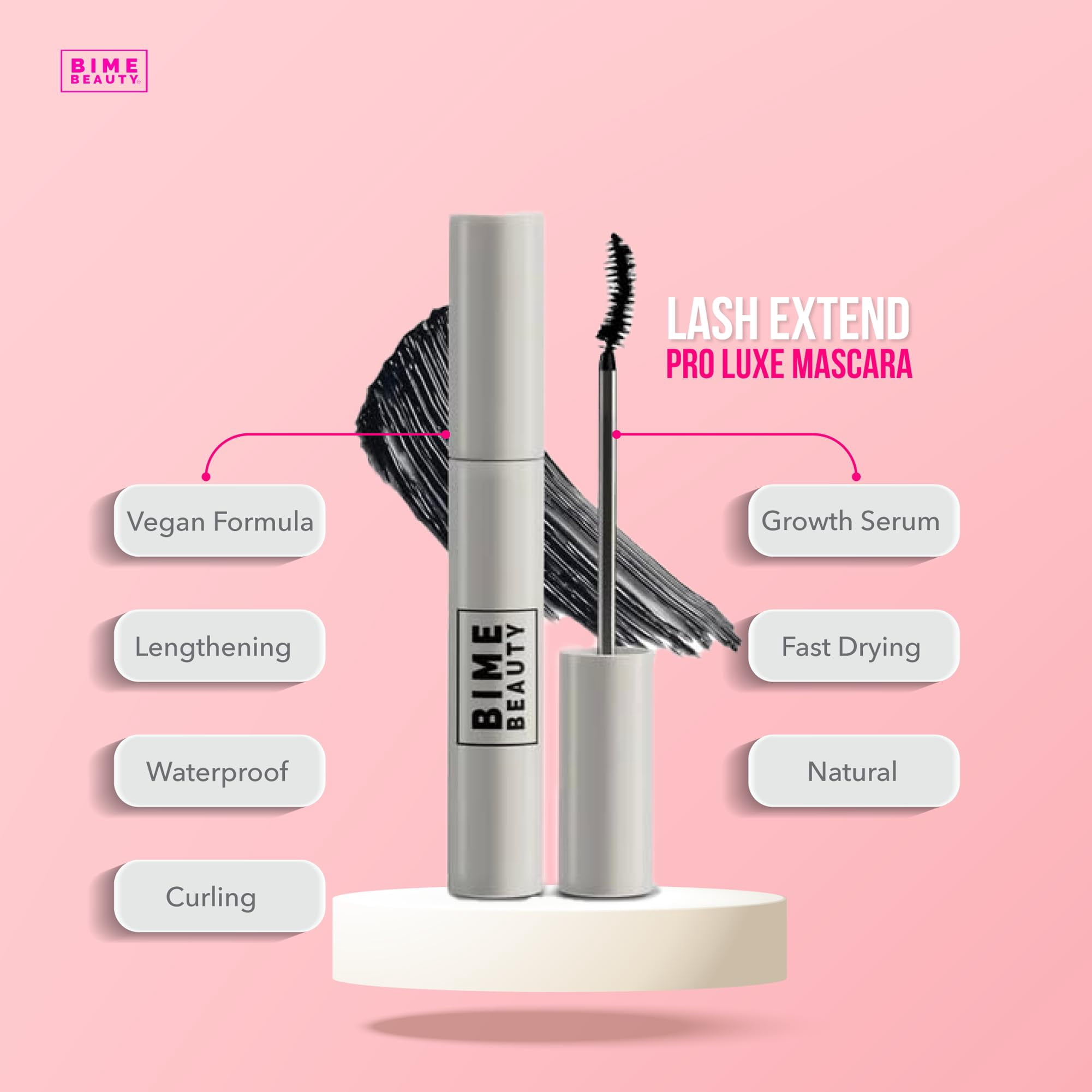 Bime Beauty Lash Extend Pro Luxe Mascara | WaterProof Mascara | Long Lasting Mascara | Mascara Volume And Length (Black)