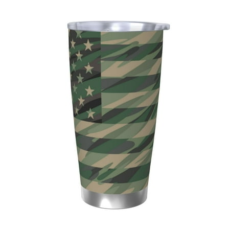 

Coaee Jungle Green Camo USA Flag for 20oz Insulated Kettle Water Bottle For Running Hiking Cycling Climbing Men S Woman Insulated Water Bottle-Without Straw