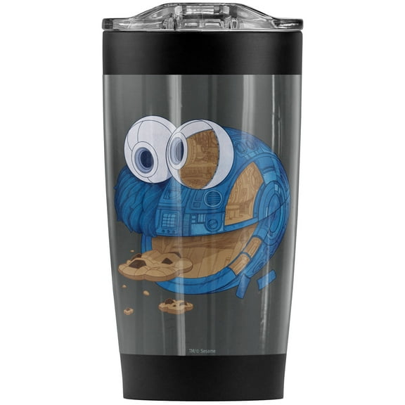 Sesame Street/Cookie Monster Tech Head Stainless Steel Tumbler 20 oz Coffee Travel Mug/Cup, Vacuum Insulated & Double Wall with Leakproof Sliding Lid | Great for Hot Drinks and Cold Beverages