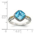 thumbnail image 4 of 14K Two-Tone Gold Ring Band Gemstone Yellow Swiss Blue Topaz Cushion, 4 of 6