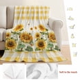 thumbnail image 5 of Sunflower Blanket Soft Cozy Warm Throw Blanket for Couch, Plush Fuzzy Flannel Fleece Blankets for Sofa, Retro Buffalo Plaid Yelloe Beige Country Bee Bed Blankets Lightweight Gifts for Women, 32"x48", 5 of 9