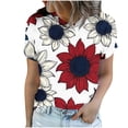 thumbnail image 2 of NSLGXD Independence Day Holiday Shirts for Women Sun Flower Print Patriotic Graphic Tee Shirts Casual Crewneck Summer Tops S-3XL, 2 of 8