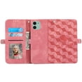 thumbnail image 5 of TECH CIRCLE Case For iPhone 12 Pro/12,Luxury Magnetic Closure Flip Card Slot Wallet Kickstand Spider Embossed Pattern PU Leather Shockproof 360 Protection Cover with Detachable Wrist Strap.Pink, 5 of 9