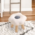 thumbnail image 4 of Foot Rest with Wooden Legs Soft Small Foot Stool for Entryway Bedside Bedroom White, 4 of 6