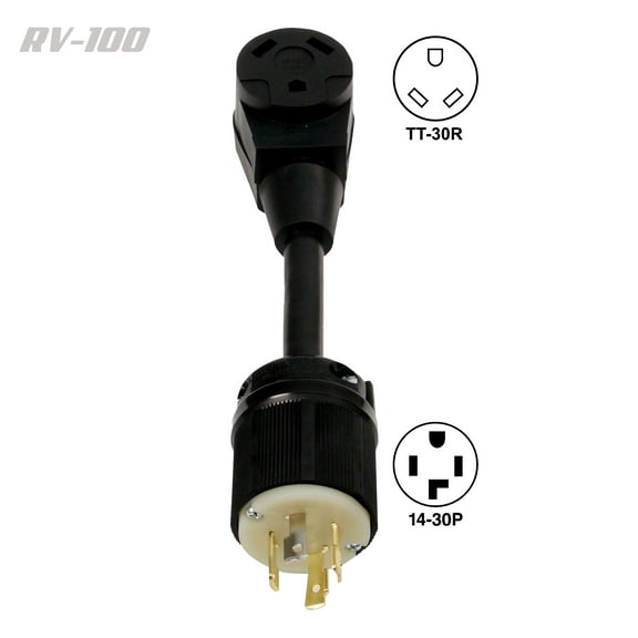 Standard 30A 125V TT-30R Connector to NEMA 30A 125/250V Twist Lock L14-30P Plug For Portable Generators.