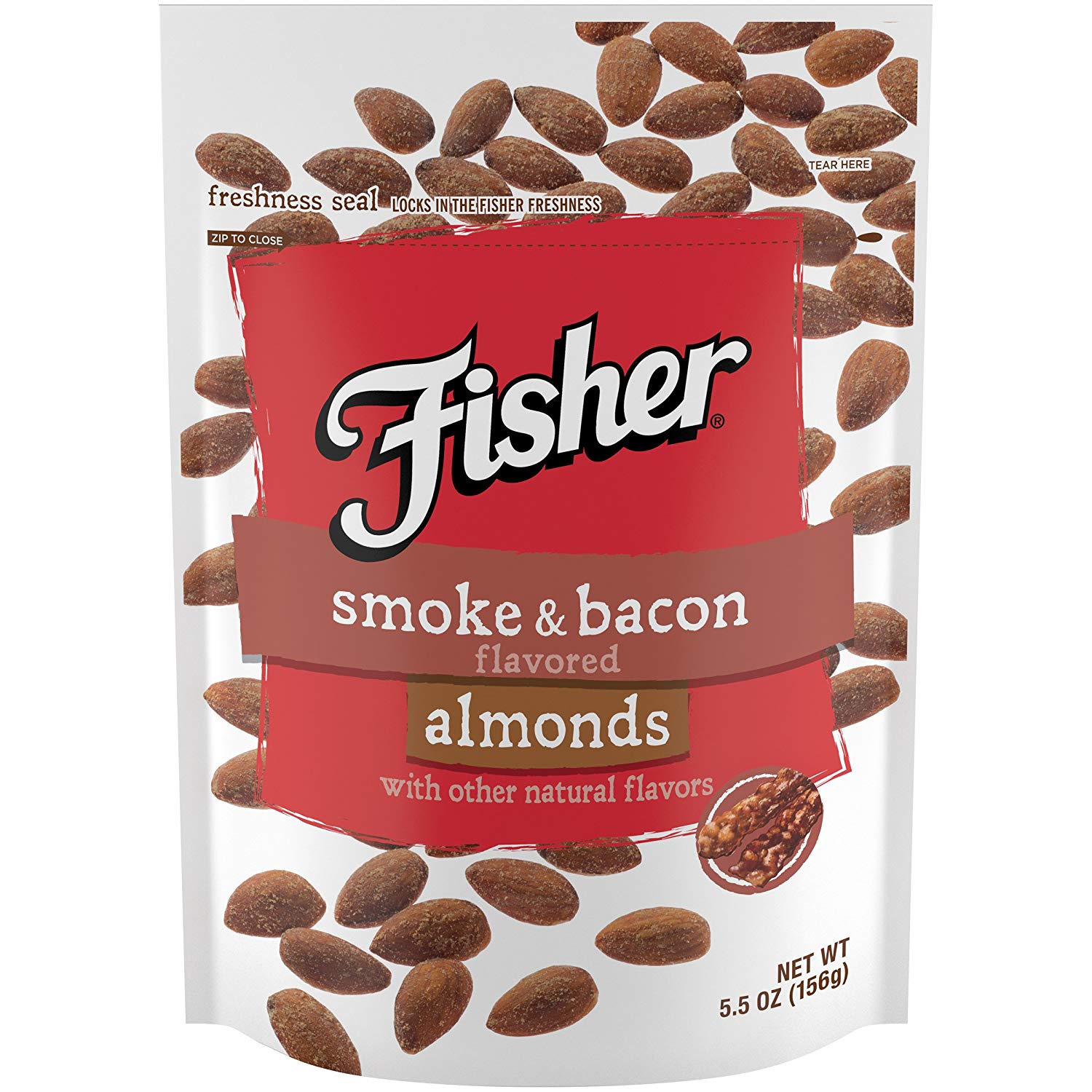 FISHER Snack Smoke & Bacon Flavored Almonds, 5.5 oz (Pack of 6