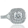 thumbnail image 2 of HeartsAndYou 2.36ct Cushion Cut Moissanite Engagement Ring for Women Dual Halo Iced 18k White Gold over Silver, 2 of 8