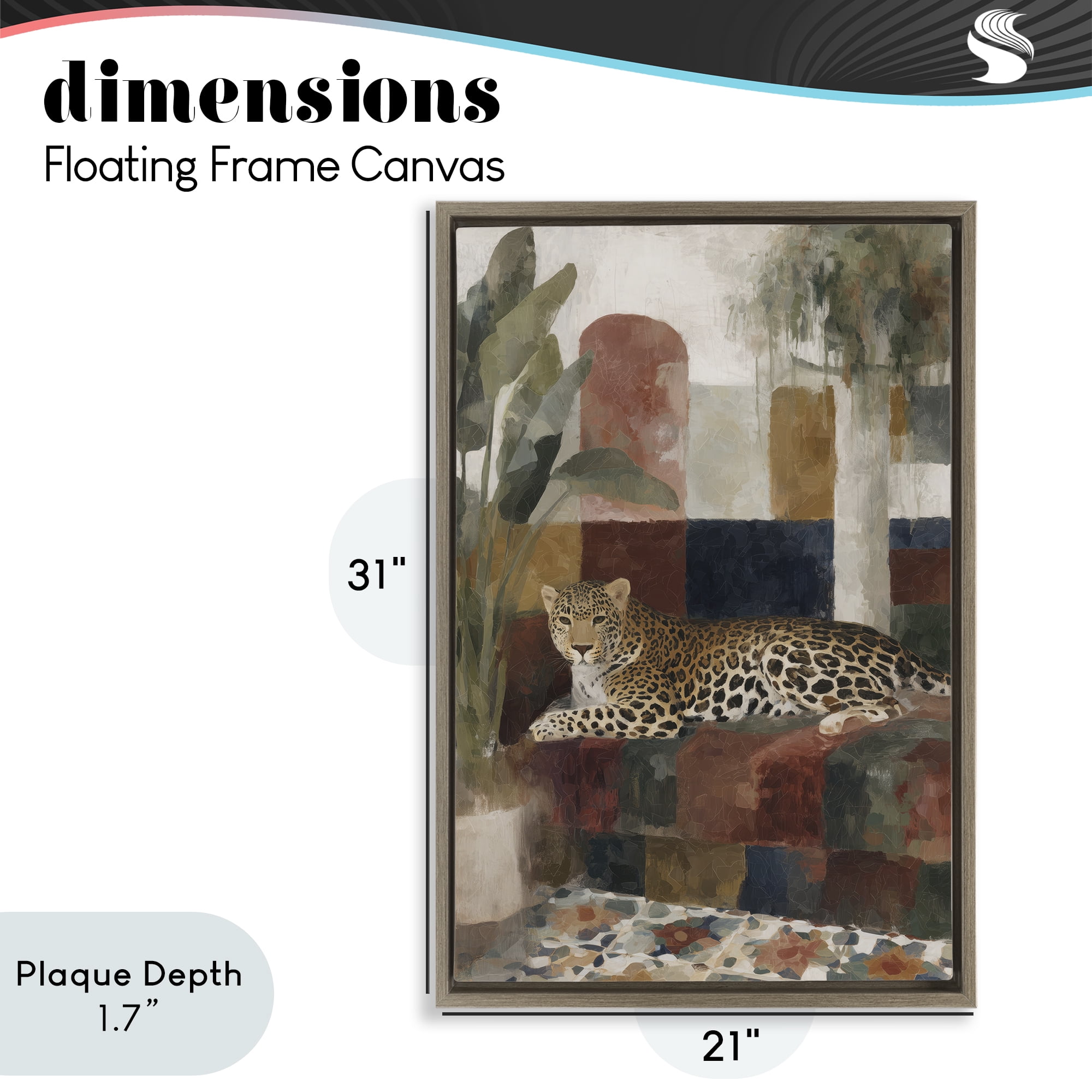 Stupell Industries Jaguar Among Tropical Palms Brown Framed Floater Canvas Wall Art, design by Chromatic Storm Studio
