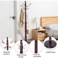 thumbnail image 6 of Free Standing Coat Rack with 14 Hooks, Vintage Wooden Coat Tree, Adjustable Height 73 Inches, Retro Coat Stand for Entryway, Living Room, Office & Bedroom (Mahogany) (Metal, 1 PCS), 6 of 6