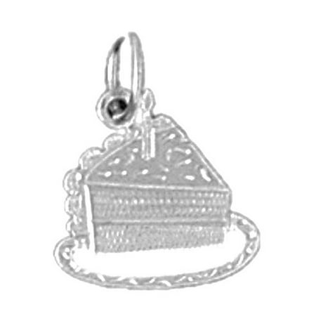 18K White Gold Slice Of Cake Pendant - 15 mm