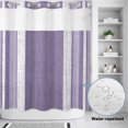 thumbnail image 3 of No Hook Shower Curtain, Vintage Purple Striped Shower Curtains for Bathroom with See Through Top Window, Farmhouse Modern Stripes Boho Waterproof & Washable Bath Curtain Long 72"x78", 3 of 9