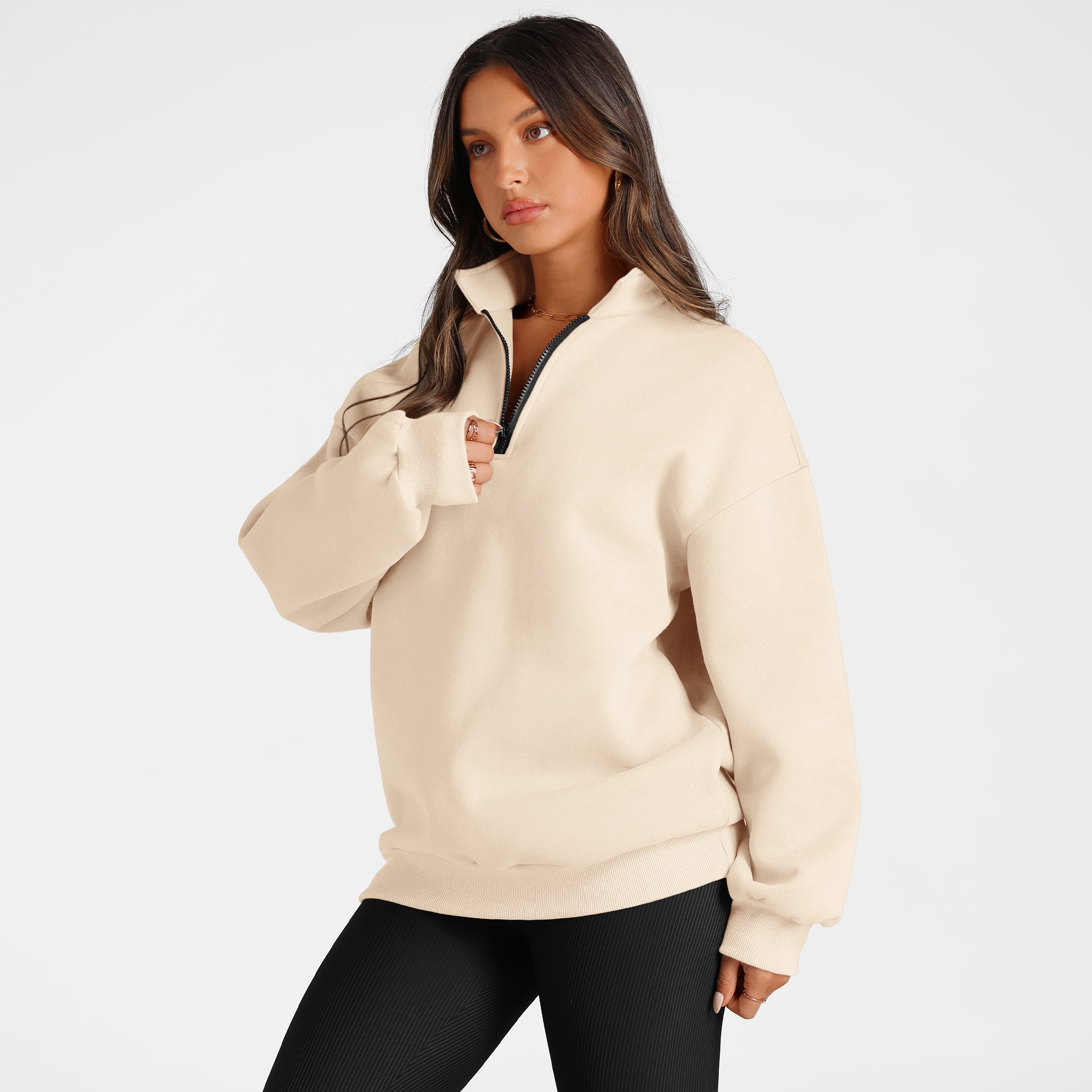 SUNBS Womens Oversized Sweatshirts Half Zip Pullover Fall Fashion Quarter Zip Hoodies Long Sleeve Shirts Clothes