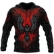 thumbnail image 3 of Sudadera con capucha de gran tamaño con estampado 3D de esqueleto cruzado y tatuaje rojo terrorífico para hombre, chándales casuales, ropa de animal de cuervo y lobo malo, 3 of 4