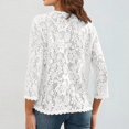 thumbnail image 4 of Breezora Ladies V Neck Three Quarter Sleeve Lace Knit Cardigan Open Front Lightweight Cover Up XXXL Size White, 4 of 4