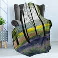 thumbnail image 4 of Woodland Soft Flannel Fleece Blanket, Bluebells in Wepham Woods Wildflower Spring Rural Environment Photo Print, Cozy Plush for Indoor and Outdoor Use, 70" x 90", Purple Yellow Green, by Ambesonne, 4 of 5