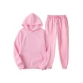 thumbnail image 1 of Innerwin Hoodies And Sweatpant Set Solid Color Mens Tracksuit Winter Hooded Warm 2 Piece Hoodie Pink S, 1 of 2