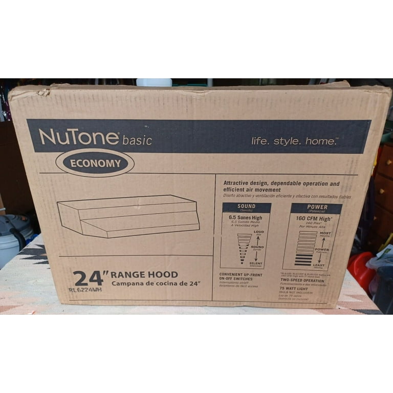 Nutone RL6200 24 in. Ductless Under Cabinet Range Hood with Light in Black