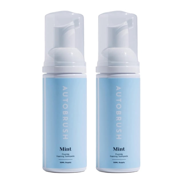 Pasta de Dientes Autobrush con Flúor, Sabor Menta, Espuma Blanqueadora 50 ml, Paquete de 2