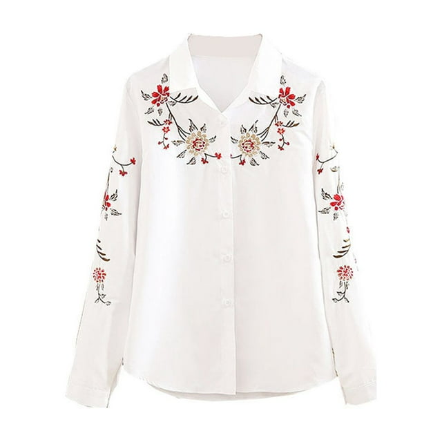 Camisa de Mujer Minnieouse Moda Tallas Grandes Blanca Vintage de Un Solo Pecho Fiesta de Negocios M