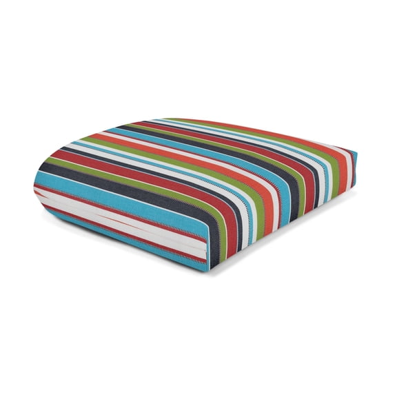 Casual Cushion Wicker Outdoor Chair Cushion, Striped Sunbrella Fade-Resistant for Wicker Dining Chairs & Sunroom Seats, 18"W x 18"D, 2.5" thick, Reversible, Carousel Confetti