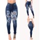 thumbnail image 2 of Gibobby pantalones deportivos mujer Jeans Waist Hollow Pantalones de becerro rectos de barril para mujer (Azul, S), 2 of 5