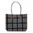 thumbnail image 5 of Time and Tru Women's Plaid Tote Bag, Navy, 5 of 7