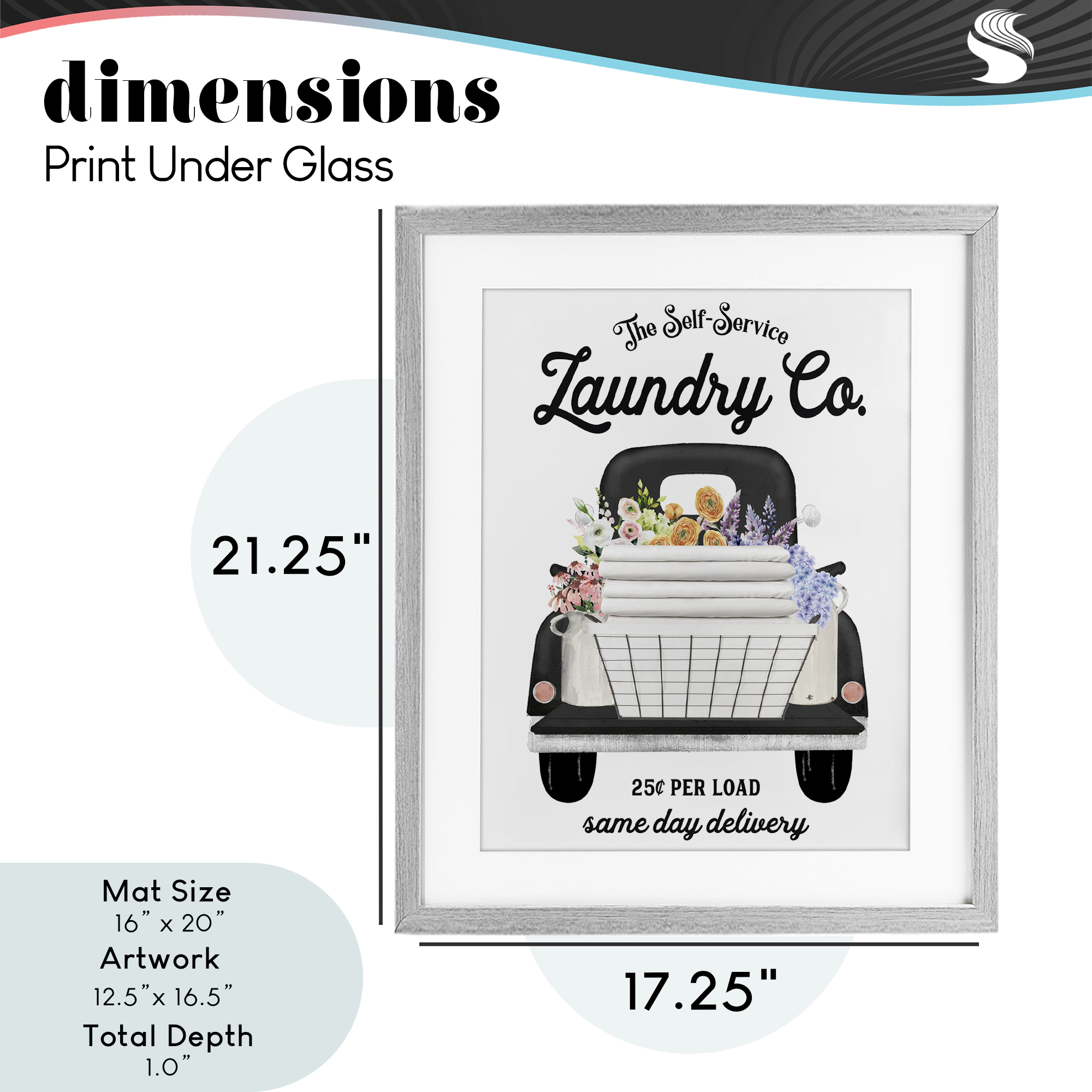 Laundry Service Truck Gray Framed Print Under Glass, design by Lettered and Lined