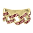 thumbnail image 2 of Dazzlingrock Collection Round Ruby Out Bling Cuban Link Band Ring for Women (Color Red, Clarity Highly Included) in 14K Yellow Gold, Size 6, 2 of 4