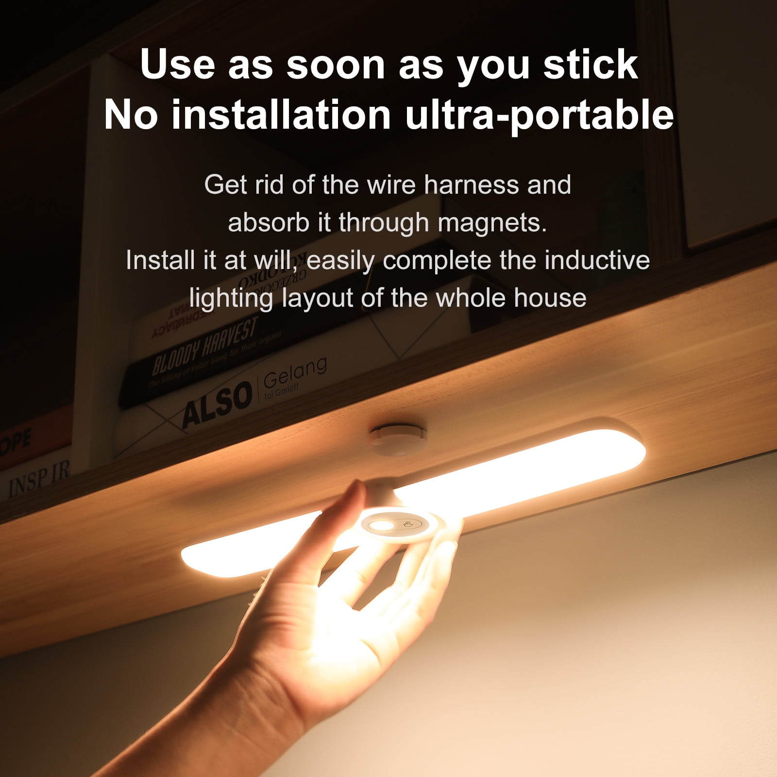 Tahtuvzn Decorative Accents Motion Sensor Light Indoor Battery Powered LED Dimmable Closet Lights Wireless Kitchen Under Counter Stairs for Wardrobes Cabins