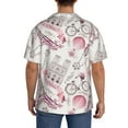 thumbnail image 3 of Rateoe Romantic Travel In Paris Pattern Men's Short Sleeve Classic Shirt, Casual Short-Sleeved Shirt, Lightweight Summer Shirt, Cuban Collar Shirt,Button-Front Shirt-X-Large, 3 of 5