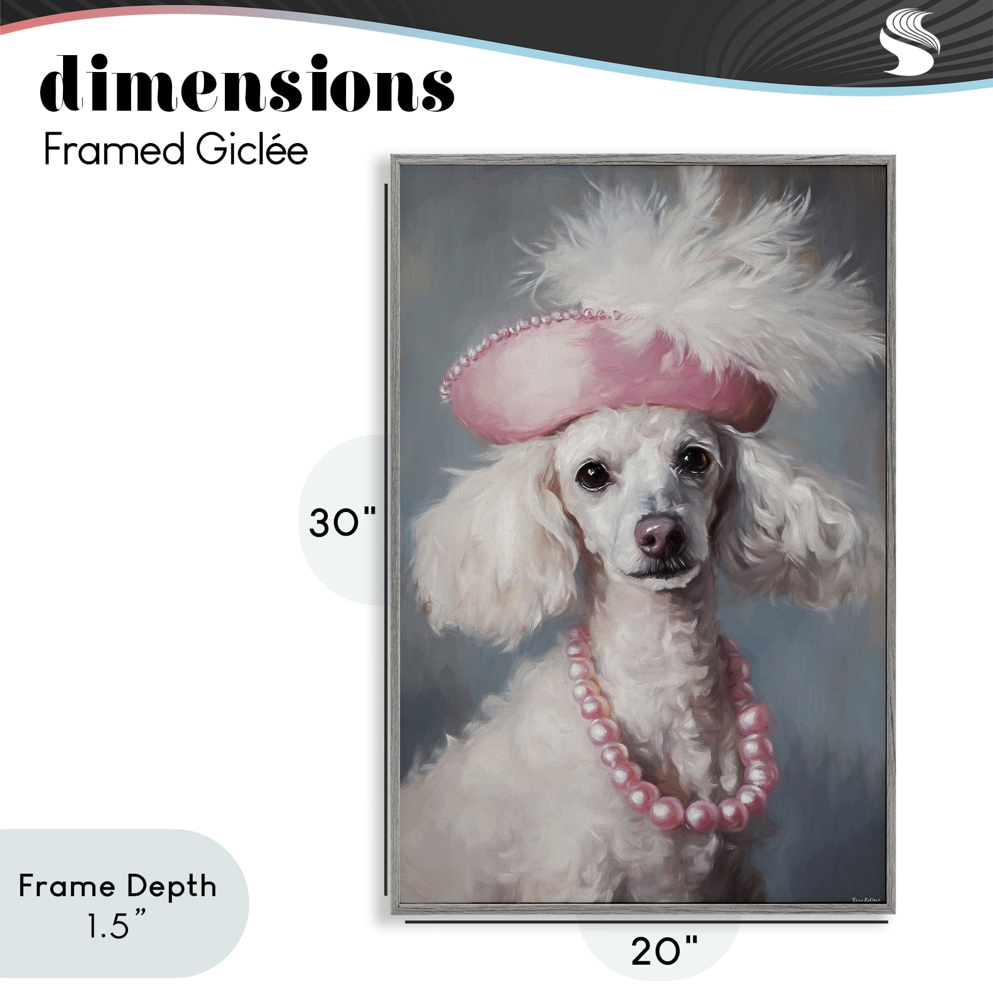 Stupell Industries Beautiful Collette Pup Gray Framed Giclee Art, design by Tina LeCour