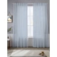 thumbnail image 3 of Blue Striped Semi Sheer Curtains 108 Inch Length 2 Panels Set, Modern Simple Farmhouse Beige Vintage Sheer Kitchen Curtain Privacy Voile Window Curtain for Living Room Bedroom Rod Pocket Drapes, 3 of 7