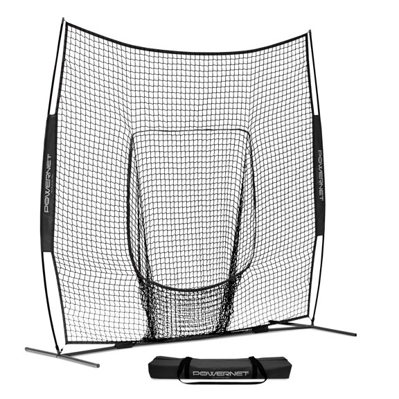 PowerNet Baseball Net, 8x8 FT Portable Baseball Training Equipment, Softball Baseball Batting Net, Throwing & Pitching Net with Carrying Bag (Black)