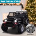 thumbnail image 2 of TOBBI 12V Kids Ride on Car, Jeep Car with Remote Control, LED Lights, Music, Horn, Bluetooth, Spring Suspension, Rocking, Black, 2 of 14
