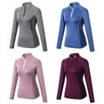 thumbnail image 4 of Women's Zipper Workout Long Sleeve Shirts, Yoga Running Tops Quarter Zip Pullover Exercise T-Shirts, Blue, M, 4 of 4