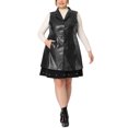 thumbnail image 2 of Agnes Orinda Women's Plus Size Notched Lapel Sleeveless Casual PU Jacket Vest, 2 of 6