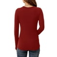 thumbnail image 3 of Anygrew Women Long Sleeve Top Casual Basic Slim Knit Ribbed T Shirt, 3 of 7