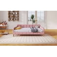 thumbnail image 5 of Full Size Upholstered Daybed with 4 Support Legs in Rubine Fabric for Living Room or Guest Room Comfort, 5 of 9
